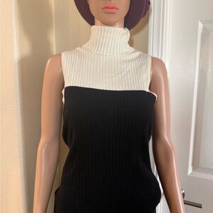 INC International Concepts Black and White Cowl Neck Sweater